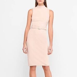 Express Business Casual Pink Belted Dress L